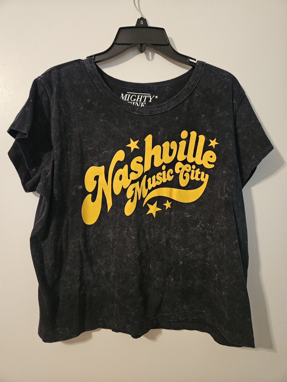 Mighty Fine Black Tee with Yellow "Nashville Music City" Graphic
